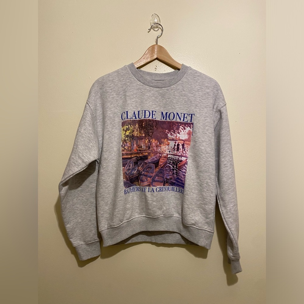 Urban Outfitters Gray Claude Monet Art Sweater. Size XS